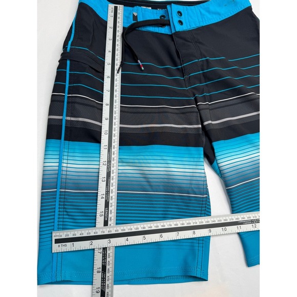 Quiksilver Boardshorts 27 Swim Trunks Striped Blue Black Drawstring Surf Beach - Picture 12 of 13